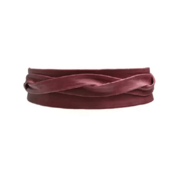 ADA Brand Dark Red Leather Wrap Belt OS - Picture 3 of 8